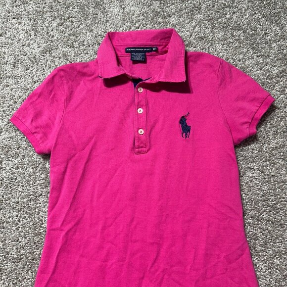 Ralph Lauren Sport Pink Polo Dress M 100% Cotton Short Sleeve Casual Knee Length - Picture 2 of 9